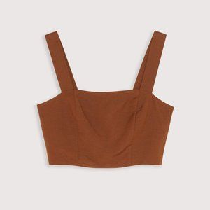 NWT OAK + FORT SMOCKED CROP TOP color: Teak